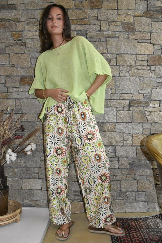 Riad Nights Relaxed Barrel Pant Greens